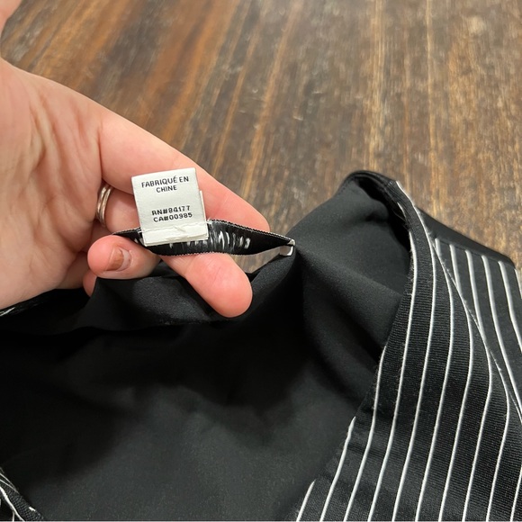 DVF Black White Pin stripe sleeveless Gilet Dress 4 button up v neck - Picture 9 of 16